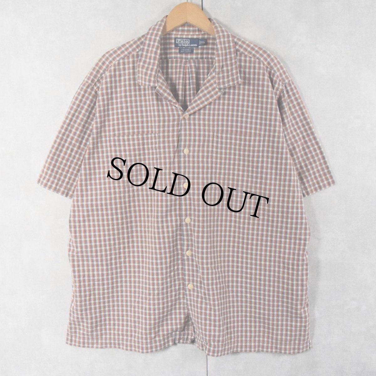画像1: POLO Ralph Lauren "CALDWELL" チェック柄 コットンオープンカラーシャツ XXL (1)