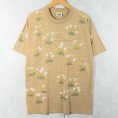 画像1: 90's rel-e-vant products USA製 タンポポ柄 プリントTシャツ L (1)