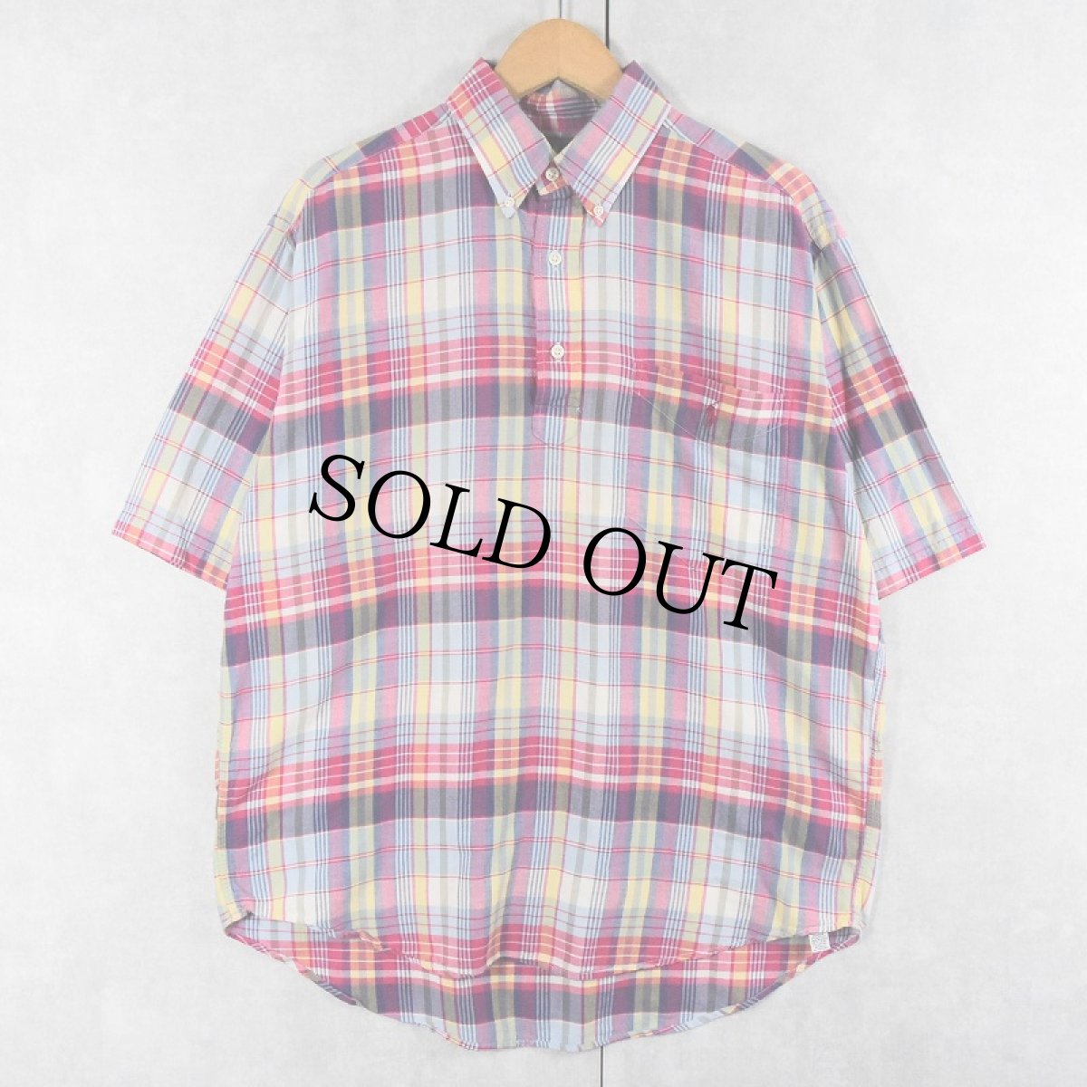 画像1: Ralph Lauren "PURCELL" マドラスチェック柄 3点留め コットンボタンダウンシャツ M (1)
