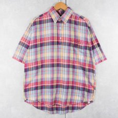 画像1: Ralph Lauren "PURCELL" マドラスチェック柄 3点留め コットンボタンダウンシャツ M (1)