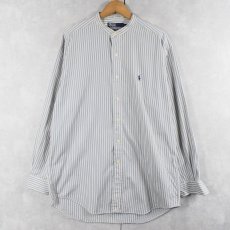 画像1: POLO Ralph Lauren "POSTBOY" ストライプ柄 バンドカラー コットンシャツ M (1)