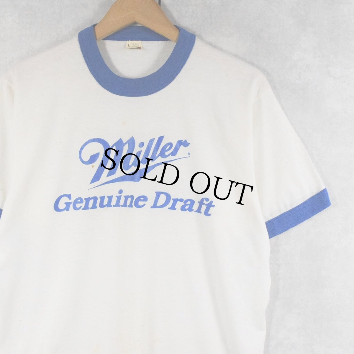 画像1: 80's Miller USA製 "Genuine Draft" ビールメーカー リンガーTシャツ L (1)