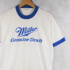 画像1: 80's Miller USA製 "Genuine Draft" ビールメーカー リンガーTシャツ L (1)