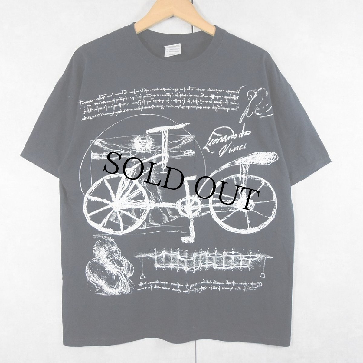 画像1: LEONARDO DA VINCI アートプリントTシャツ BLACK L (1)