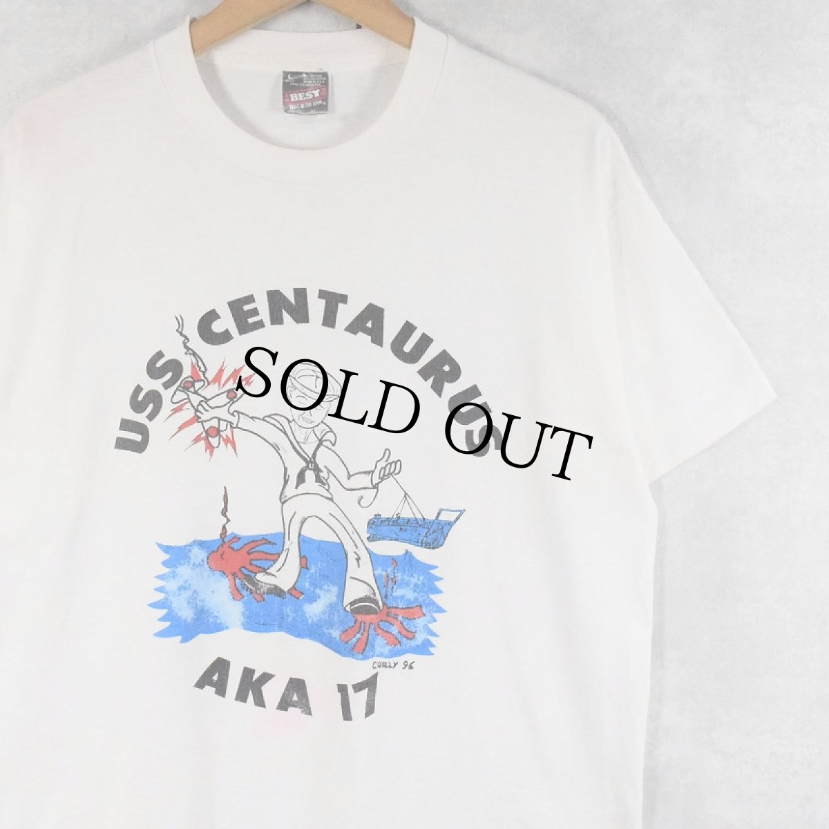 画像1: 90's USA製 "USS CENTAURUS AKA 17" イラストプリントTシャツ L (1)
