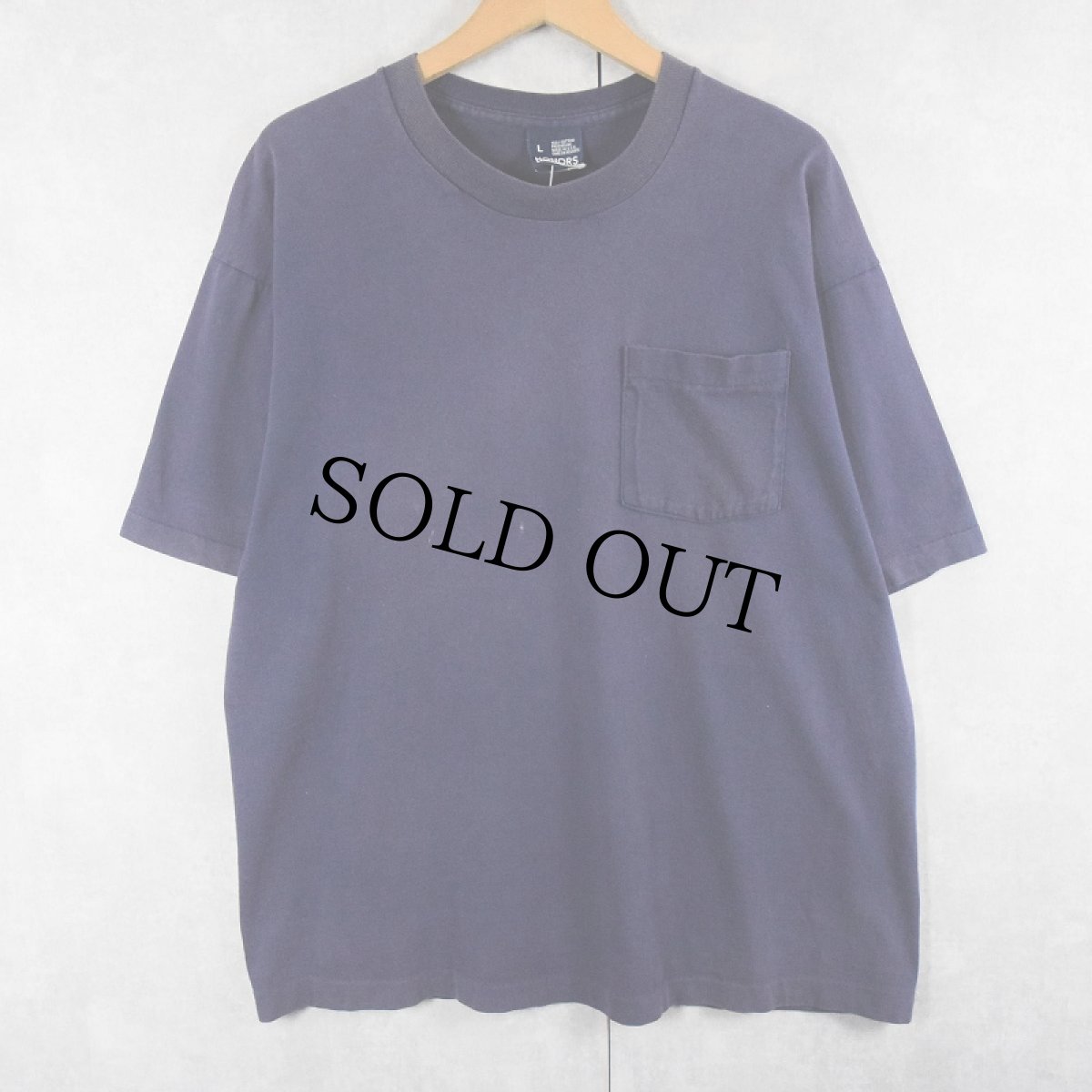 画像1: 90's HONORS USA製 無地 ポケットTシャツ NAVY L (1)