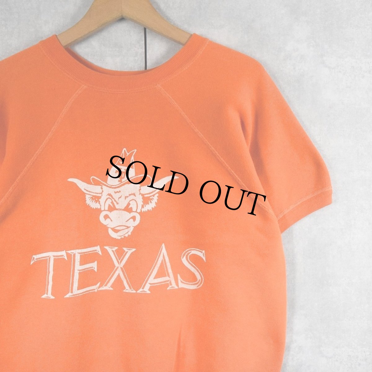 画像1: 60's TOWNCRAFT Penneys "TEXAS Longhorns" 半袖ラグランスウェット (1)