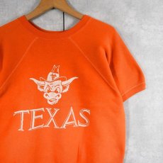 画像1: 60's TOWNCRAFT Penneys "TEXAS Longhorns" 半袖ラグランスウェット (1)