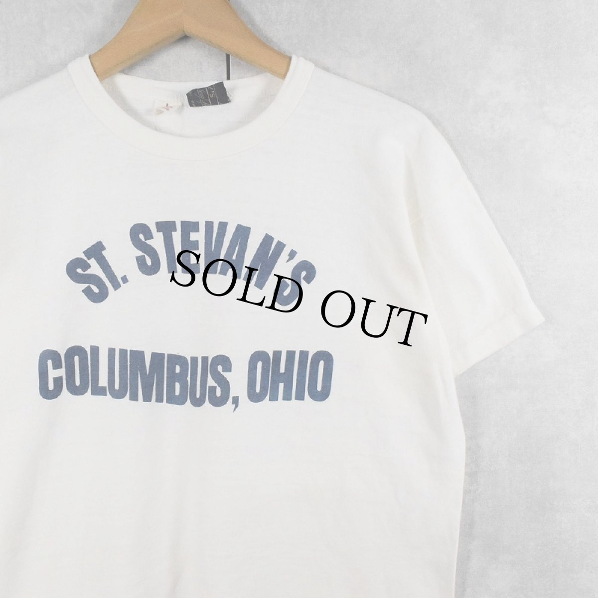 画像1: 70's USA製 "ST. STEVAN'S COLUMBUS, OHIO" プリントTシャツ L (1)