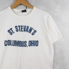 画像1: 70's USA製 "ST. STEVAN'S COLUMBUS, OHIO" プリントTシャツ L (1)