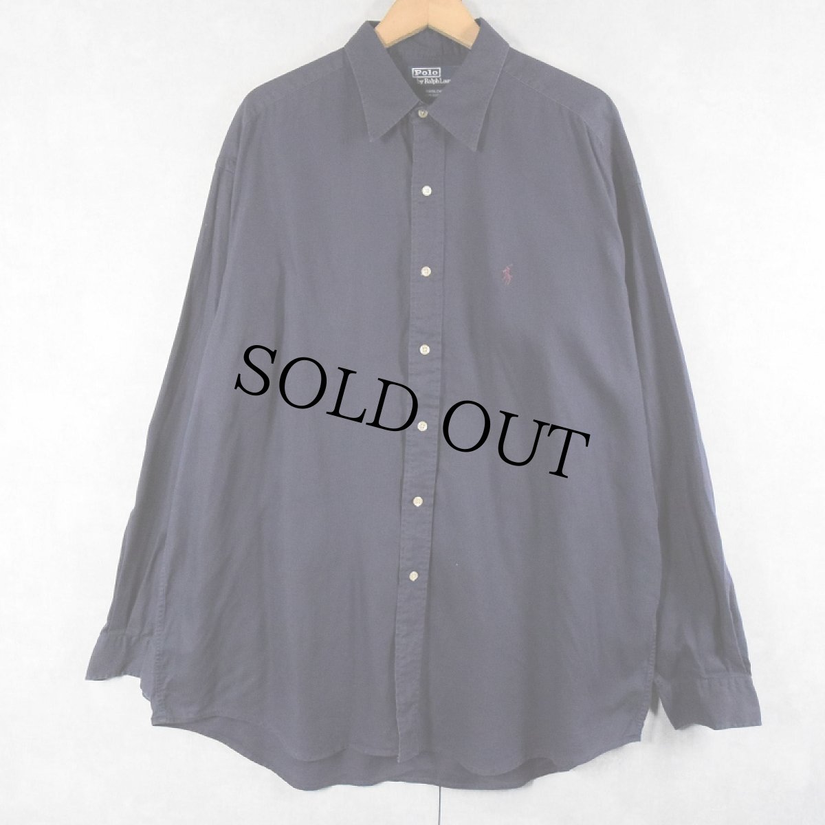 画像1: POLO Ralph Lauren "HARLOW" ヘリンボーン織り コットンボタンダウンシャツ NAVY XL (1)