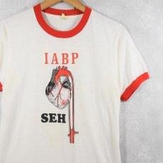 画像1: 80's USA製 "IABP SEH" 心臓プリントリンガーTシャツ M (1)
