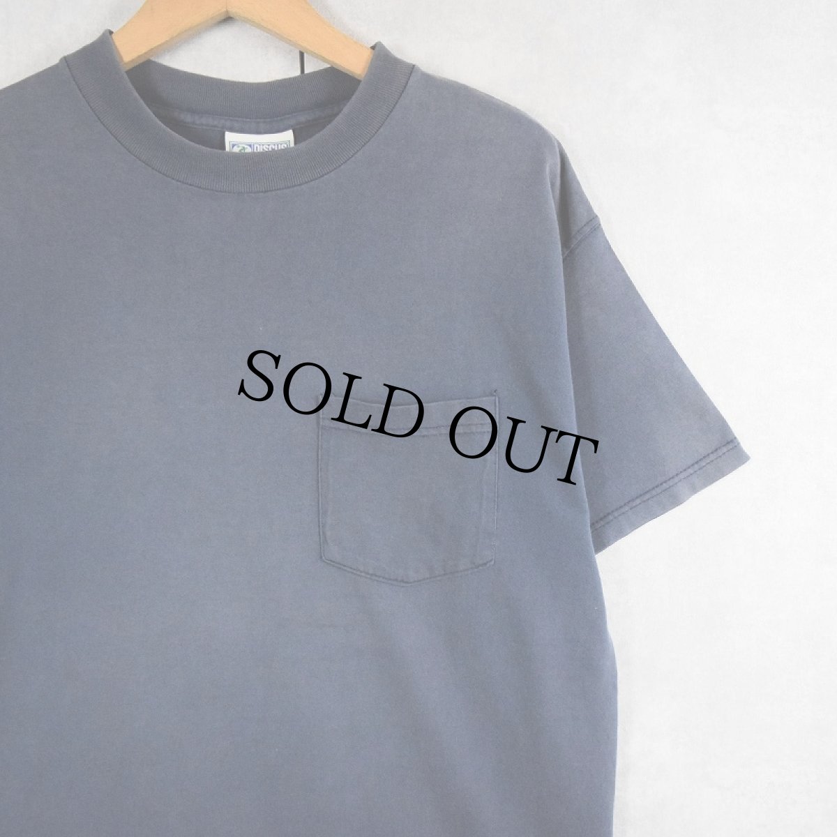 画像1: 90's DISCUS ATHLETIC 無地 ポケットTシャツ NAVY L (1)