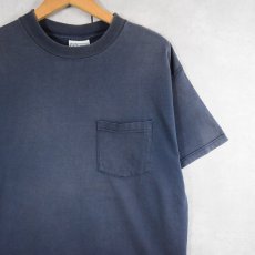 画像1: 90's DISCUS ATHLETIC 無地 ポケットTシャツ NAVY L (1)