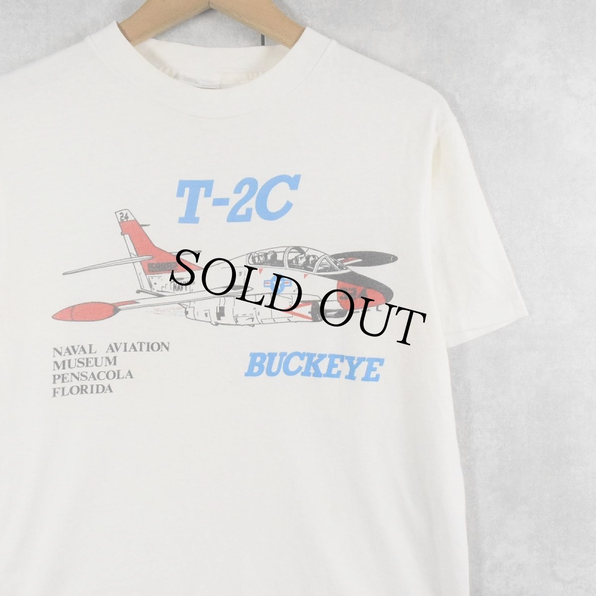 画像1: 90's USA製 "T-2C BUCKEYE" 航空機プリントTシャツ M (1)
