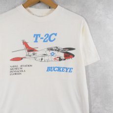 画像1: 90's USA製 "T-2C BUCKEYE" 航空機プリントTシャツ M (1)