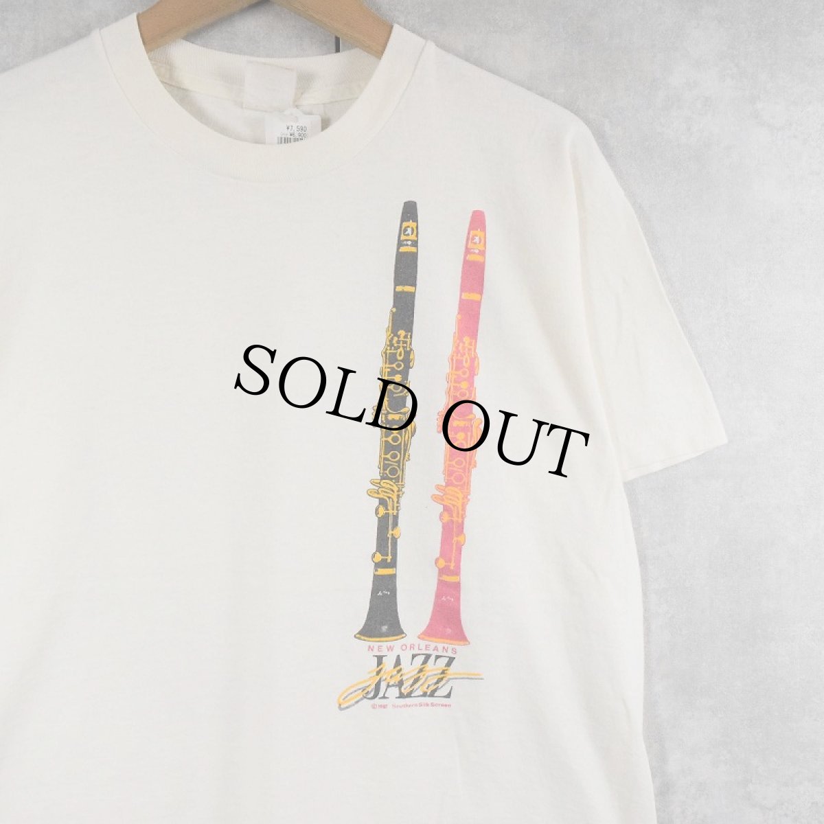 画像2: 〜90's USA製 "NEW ORLEANS JAZZ"  クラリネット プリントTシャツ L (2)