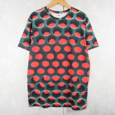 画像1: 総柄 ポリエステル プリントTシャツ L (1)