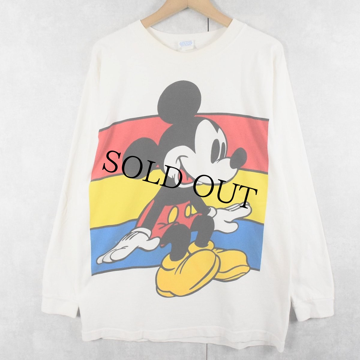 画像1: 90's Disney USA製 "MICKEY MOUSE" キャラクタープリントロンT S/M (1)