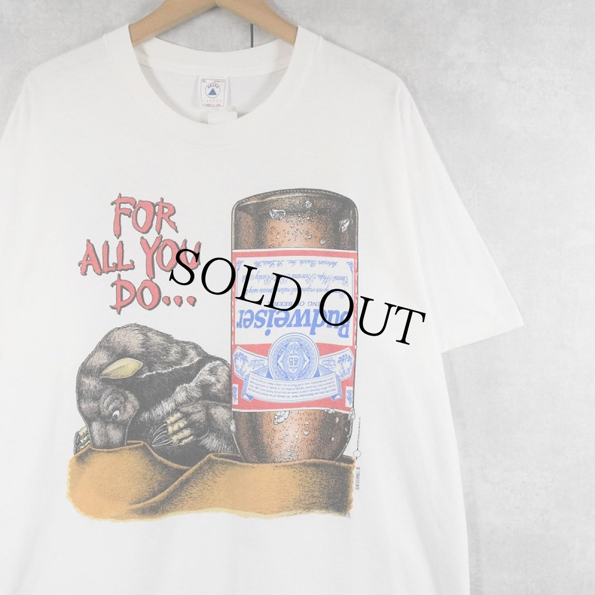 画像1: 90's Budweiser USA製 "FOR ALL YOU DO..." ビールメーカープリントTシャツ XL (1)
