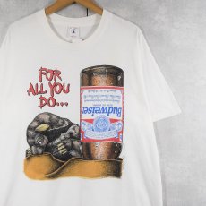 画像1: 90's Budweiser USA製 "FOR ALL YOU DO..." ビールメーカープリントTシャツ XL (1)
