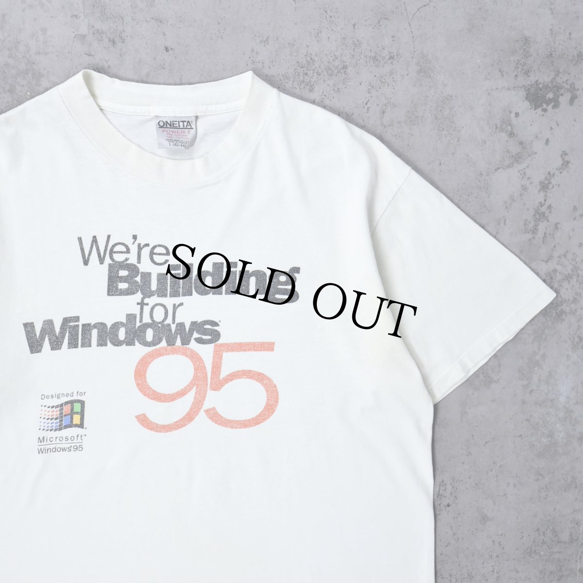 画像1: 90's Windows "We're Building Windows 95" コンピューター企業 プリントTシャツ L (1)