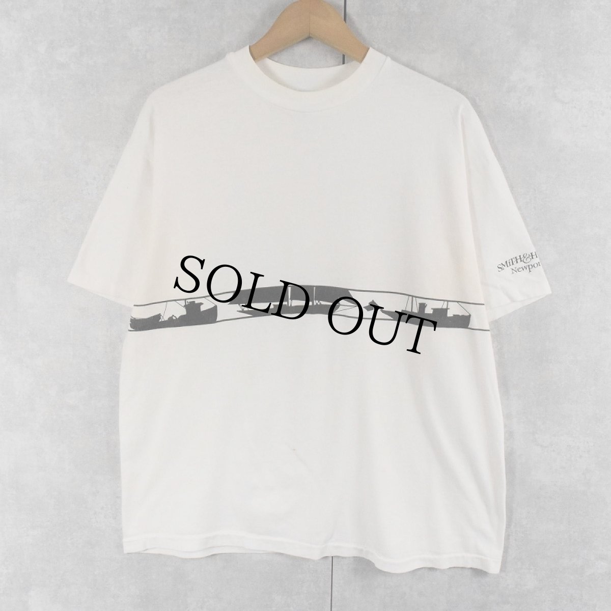 画像1: 90's SMITH&HILL USA製 ボート柄 巻きプリントTシャツ L (1)