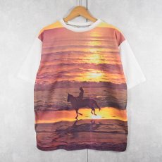画像1: 70〜80's Premium Collection 大判プリント ポリエステルTシャツ L (1)