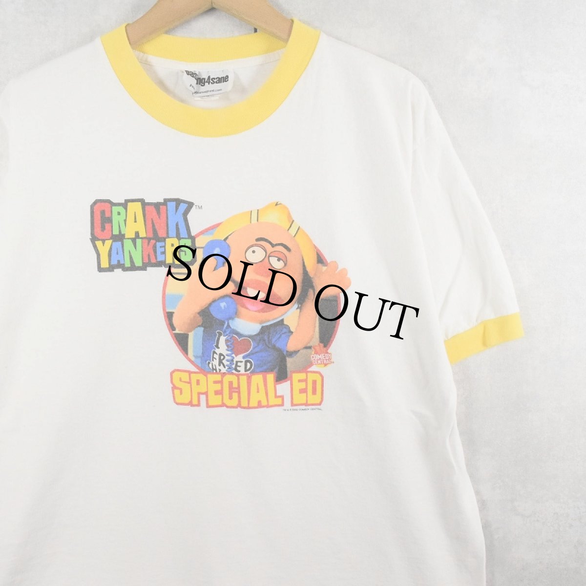画像1: Crank Yankers USA製 テレビ番組 キャラクタープリント リンガーTシャツ XL (1)