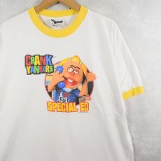 画像1: Crank Yankers USA製 テレビ番組 キャラクタープリント リンガーTシャツ XL (1)