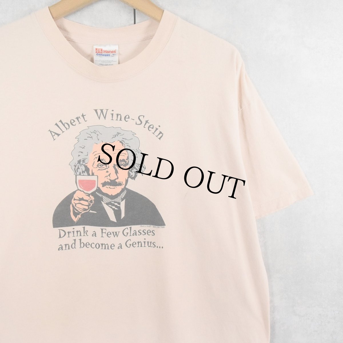 画像1: 2000's "Albert Wine-Stein" 偉人パロディプリントTシャツ L (1)