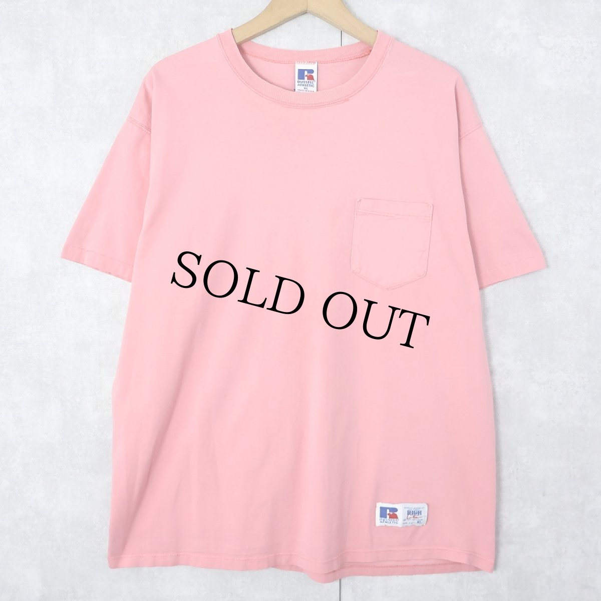 画像1: 90's RUSSELL ATHLETIC USA製 無地ポケットTシャツ XL (1)