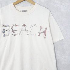 画像1: 90's MAZE USA製 "BEACH" 貝殻 プリントTシャツ L (1)