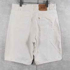 画像2: 90's Levi's 550 オレンジタブ ホワイトデニムショーツ W35 (2)