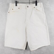 画像1: 90's Levi's 550 オレンジタブ ホワイトデニムショーツ W35 (1)