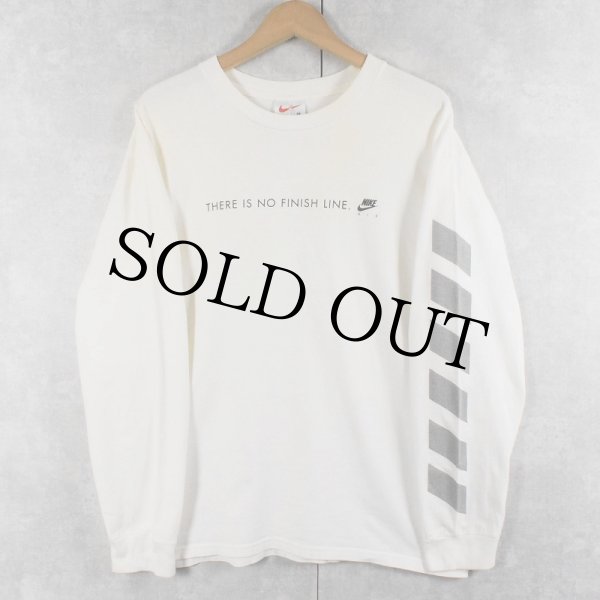 90s 90年代 ナイキ アメリカ製 白 ホワイト 長袖Tシャツ 袖プリント