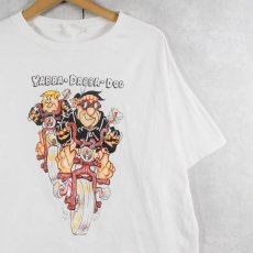 画像1: 90's USA製 "YABBA-DABBA-DOO" キャラクターパロディプリントTシャツ L (1)