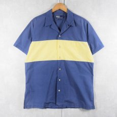 画像3: POLO Ralph Lauren ボーダー柄 コットンオープンカラーシャツ M (3)