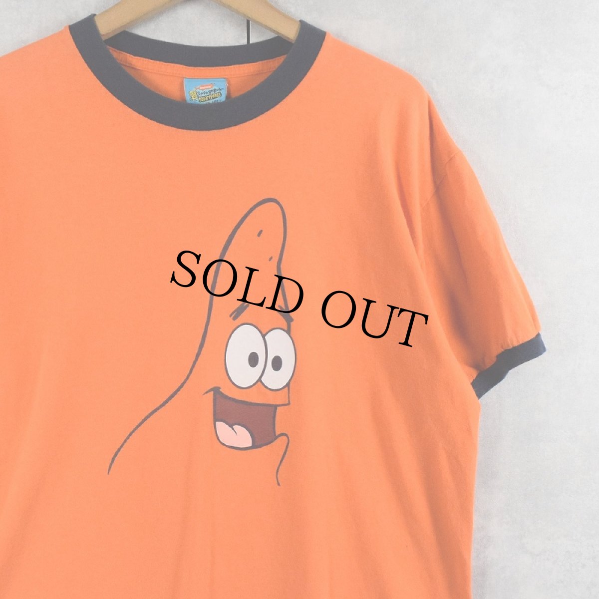 画像1: 2000's Patrick Star キャラクタープリント リンガーTシャツ (1)