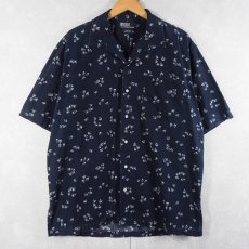 画像1: POLO Ralph Lauren "CLAYTON" ヨット柄 コットンオープンカラーシャツ NAVY M (1)