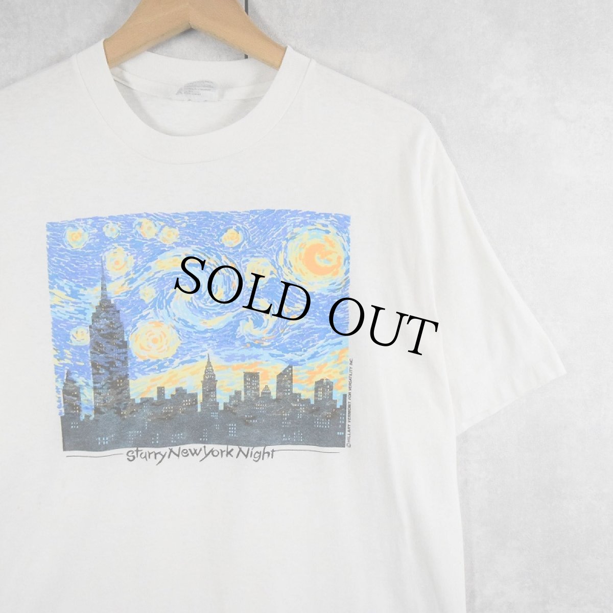 画像1: 80's Vincent Van Gogh "Starry Night New York" アートプリントTシャツ L (1)