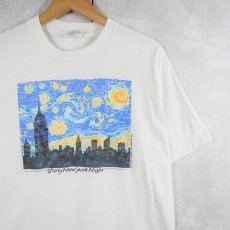 画像1: 80's Vincent Van Gogh "Starry Night New York" アートプリントTシャツ L (1)