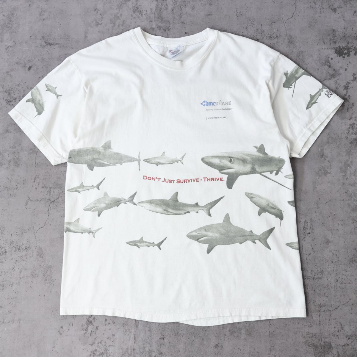 画像1: BMC Software ソフトウェア企業 サメ巻きプリントTシャツ L (1)