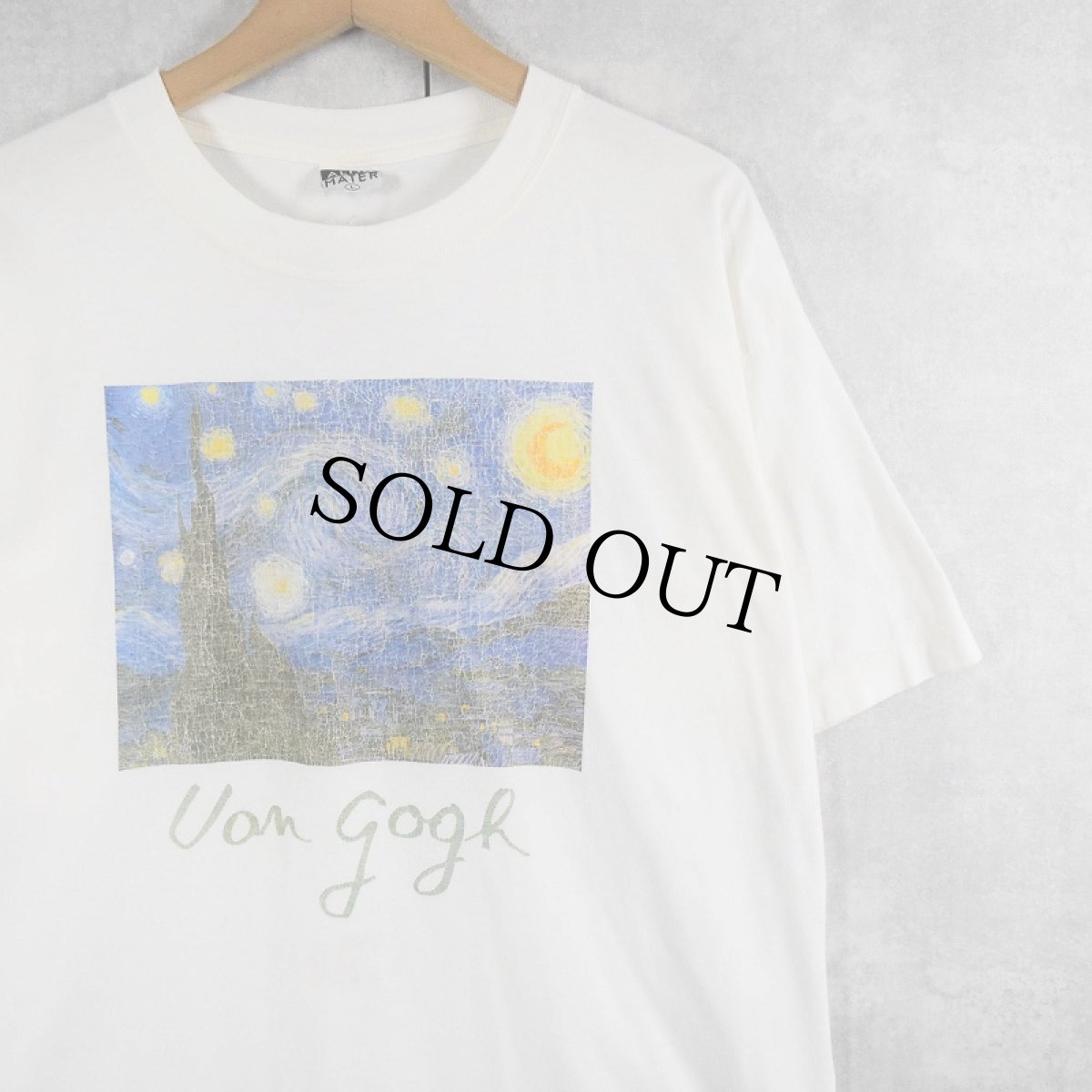 画像1: Vincent Van Gogh "星月夜" アートプリントTシャツ L (1)