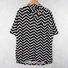 画像4: POLO Ralph Lauren シェブロン柄 ビスコースオープンカラーシャツ S (4)