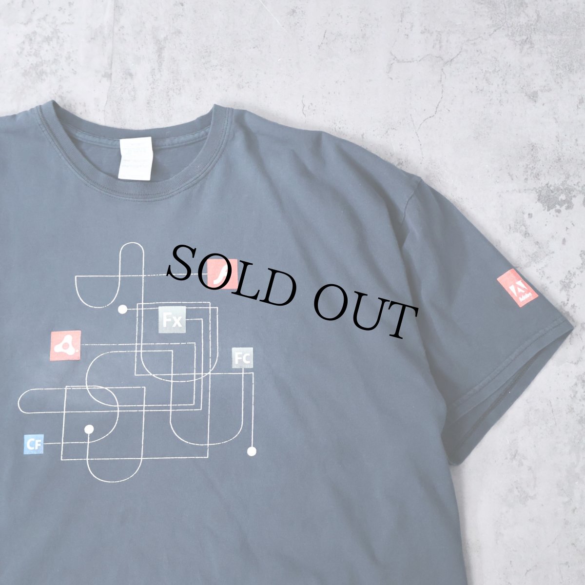 画像1: Adobe コンピューター企業 プリントTシャツ BLACK 2XL (1)