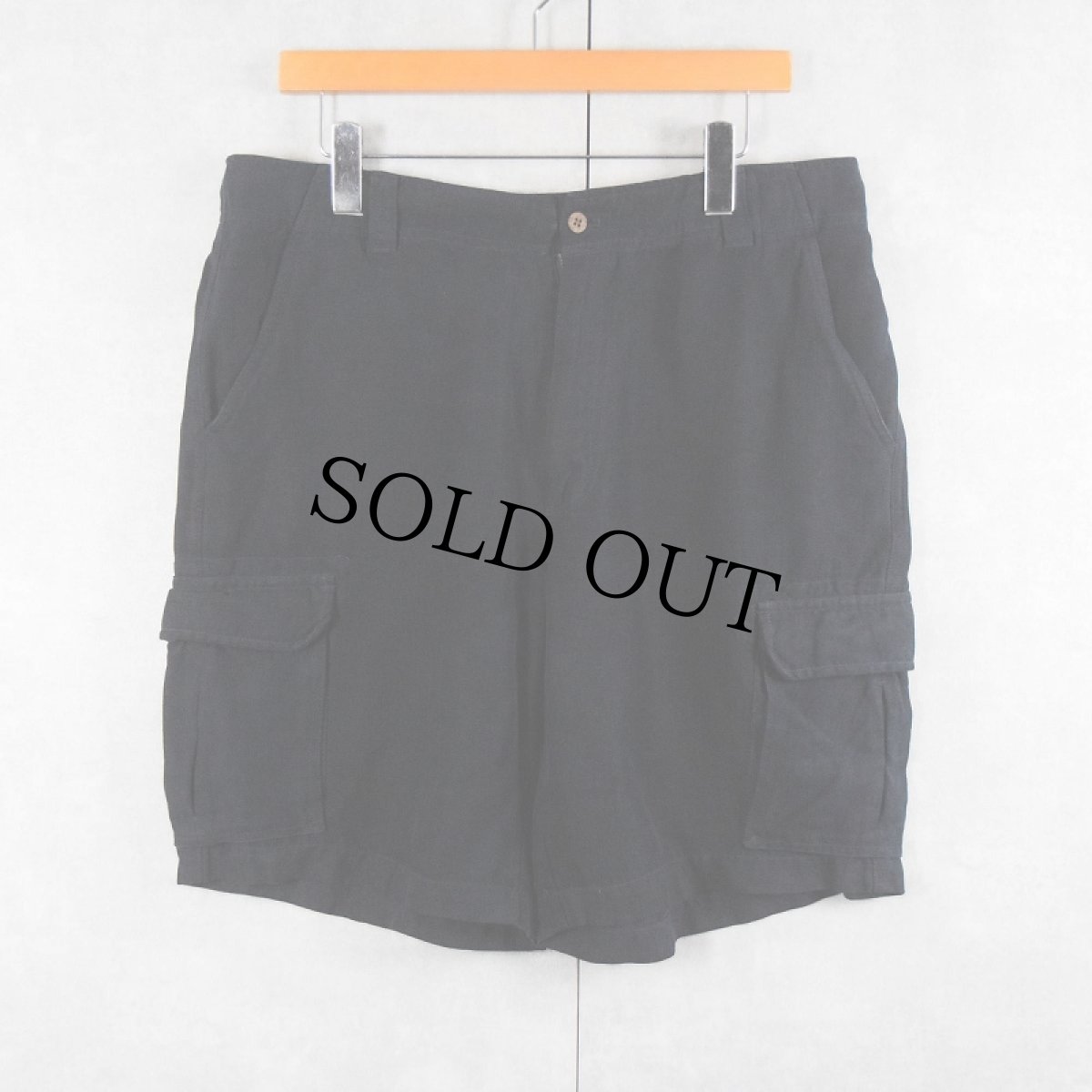 画像2: Caribbean ヘリンボーン織り シルク×リネン カーゴショーツ NAVY W35 (2)