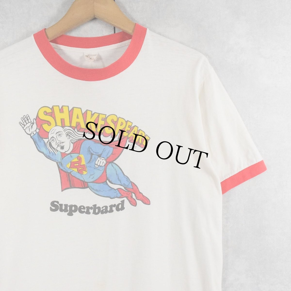 画像1: 80's USA製 "SHAKESSPEARE" 作家パロディプリント リンガーTシャツ M (1)
