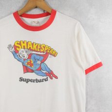 画像1: 80's USA製 "SHAKESSPEARE" 作家パロディプリント リンガーTシャツ M (1)