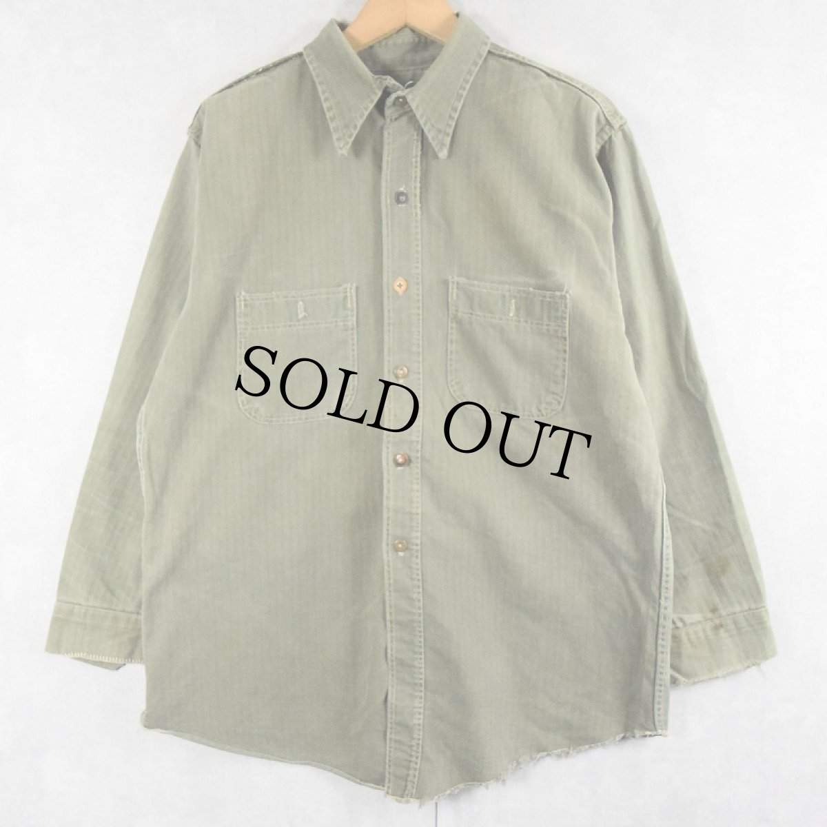 画像1: 【SALE】 40〜50's HBT コットンワークシャツ (1)